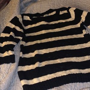 Old Navy navy and winter white striped sweater